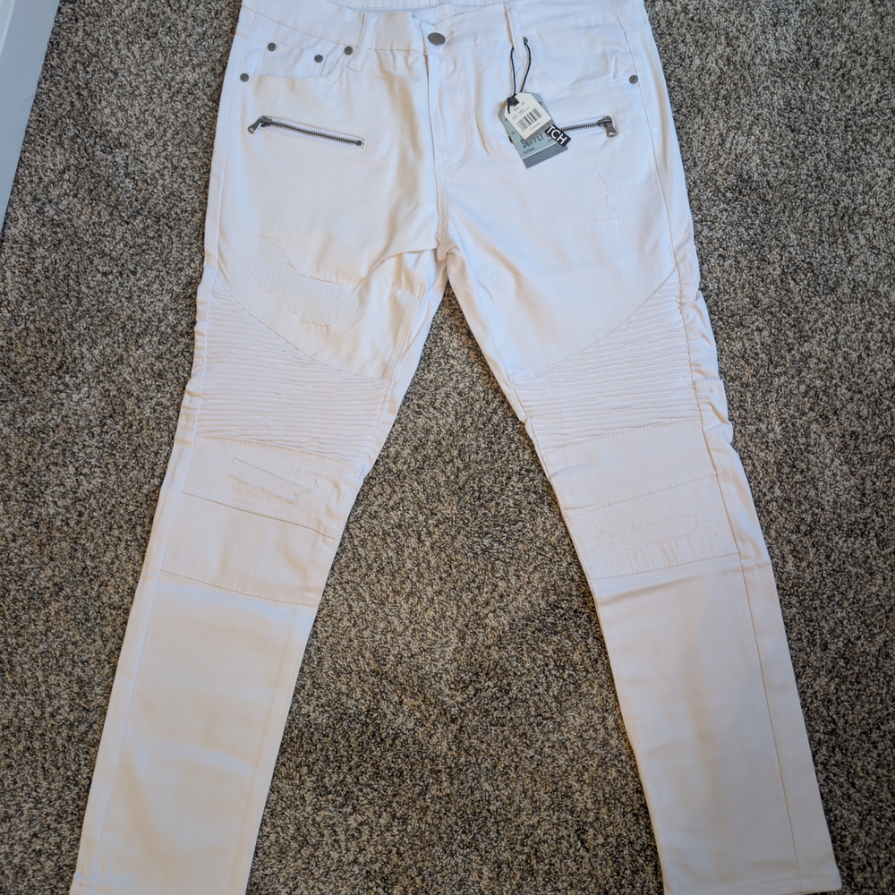 White Moto-Style Skinny Pants (Multiple Sizes Available)
